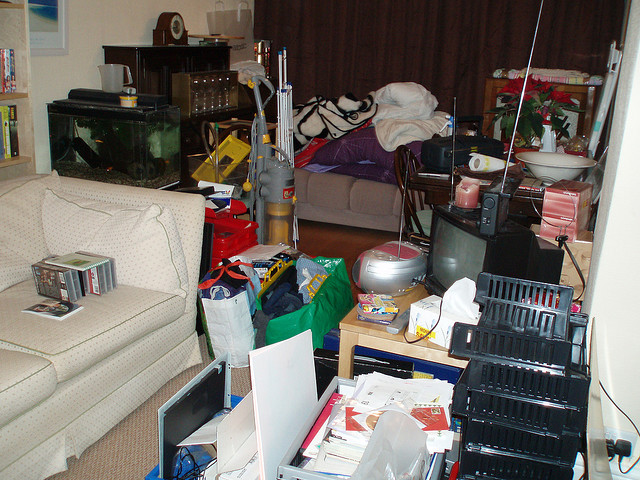 Living room clutter