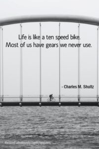 Life is like a ten speed bike. Most of us have gears we never use. - Charles M. Shultz