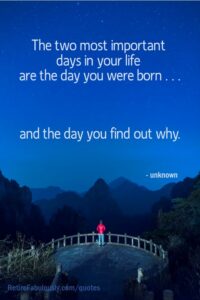 The two most important days in your life are the day you were born … and the day you find out why.